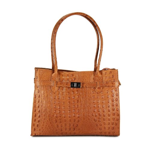 BELLI Leder Henkeltasche cognac kroko