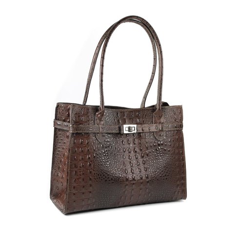 BELLI Leder Henkeltasche braun kroko