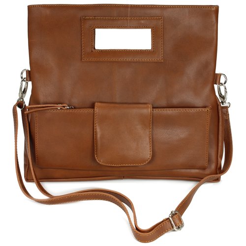 BELLI "City Clutch" Nappa Leder Handtasche cognac