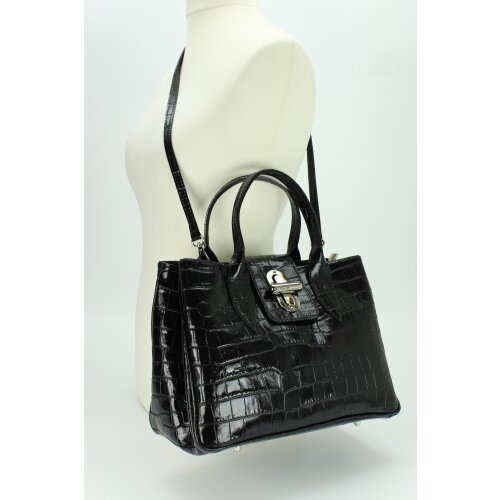 BELLI Ledertasche schwarz lack kroko Belli Shop Ihr Ledertaschen