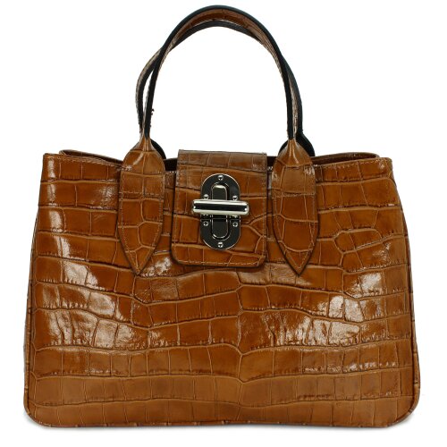 BELLI Ledertasche cognac lack kroko