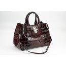 BELLI Ledertasche bordeaux rot lack kroko