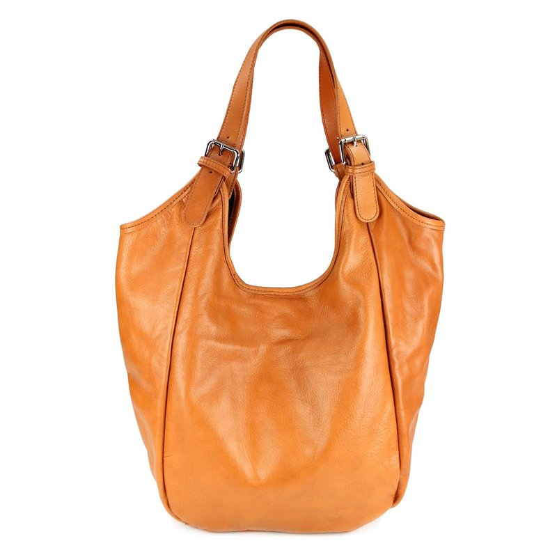 Modamoda T163 Italian Large Leather Shopper Tote Bag With Zippered Inner Pocket - View #5