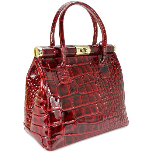 BELLI "The Bag L" Ledertasche bordeaux lack kroko