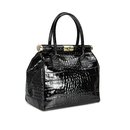 BELLI "The Bag L" Ledertasche schwarz lack kroko