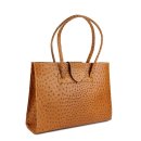 BELLI® "Design Bag C" Leder Handtasche cognac strauss