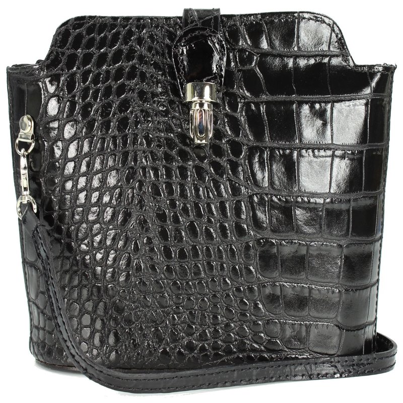 BELLI kleine Leder Umhängetasche schwarz lack kroko Belli Shop Ih