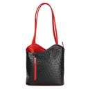 BELLI "Backpack" Leder Tasche Rucksack schwarz rot strauss