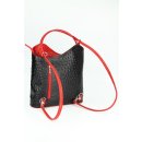 BELLI "Backpack" Leder Tasche Rucksack schwarz rot strauss