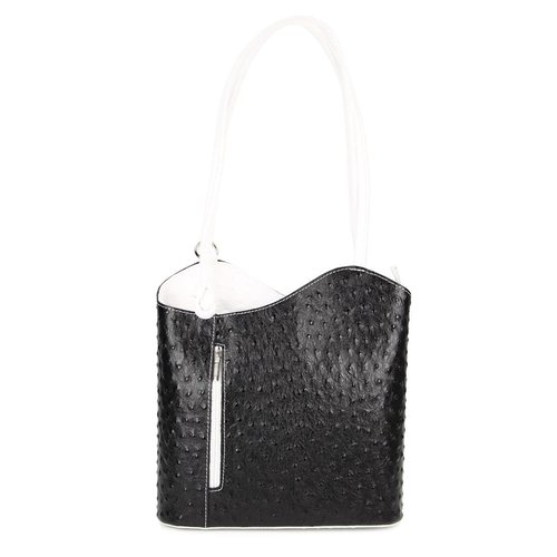 Belli Backpack Leder Tasche Rucksack Schwarz Weiss Strauss Belli S