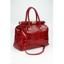 BELLI "The Bag" XL Ledertasche bordeaux rot lack kroko