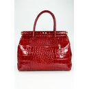 BELLI "The Bag" XL Ledertasche bordeaux rot lack kroko