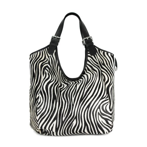 BELLI XXL Voll Fell Leder Shopper zebra