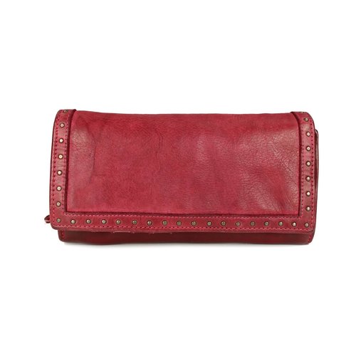 BELLI® Vintage Nieten Leder Damen Geldbörse "Shabby 2" kirsch rot