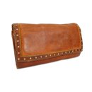 BELLI® Vintage Nieten Leder Damen Geldbörse "Shabby 2" cognac