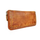 BELLI Vintage Nieten Leder Damen Geldbörse "Shabby" Portemonnaie in cognac