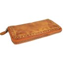 BELLI Vintage Nieten Leder Damen Geldbörse "Shabby" Portemonnaie in cognac