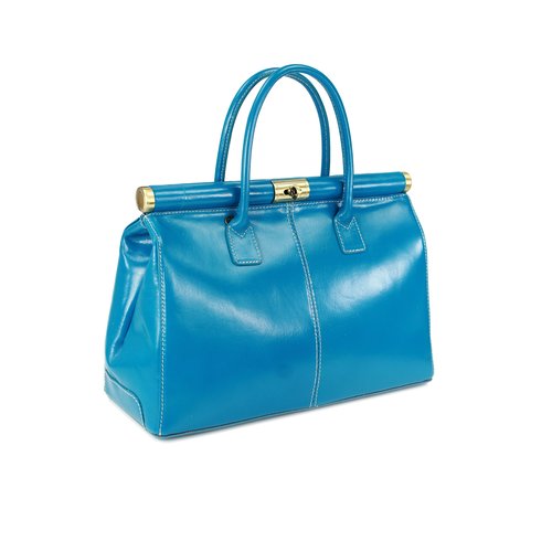 BELLI "The Bag XXL" ital. Premium Leder Handtasche türkis blau