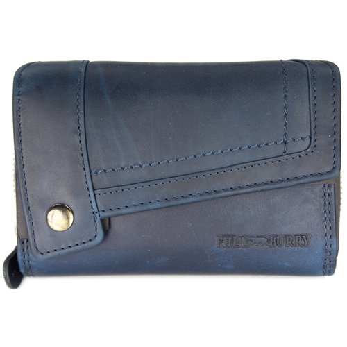 Hill Burry Vintage Leder Damen Geldbörse dickes Portemonnaie blau