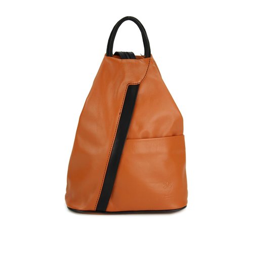 BELLI "City Backpack" leichter Leder Rucksack cognac schwarz