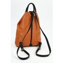 BELLI "City Backpack" leichter Leder Rucksack cognac schwarz