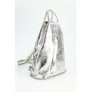 BELLI "City Backpack" leichter Leder Rucksack silber