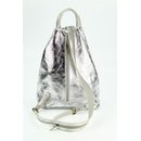 BELLI "City Backpack" leichter Leder Rucksack silber