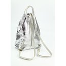 BELLI "City Backpack" leichter Leder Rucksack silber