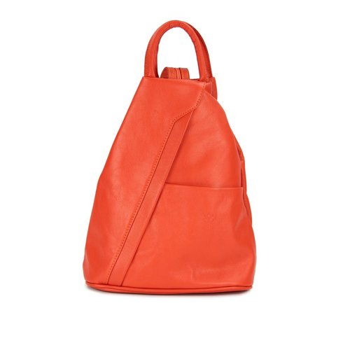 BELLI "City Backpack" leichter Leder Rucksack orange