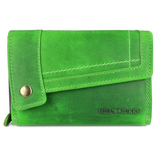 Hill Burry Vintage Leder Damen Geldbörse dickes Portemonnaie grün