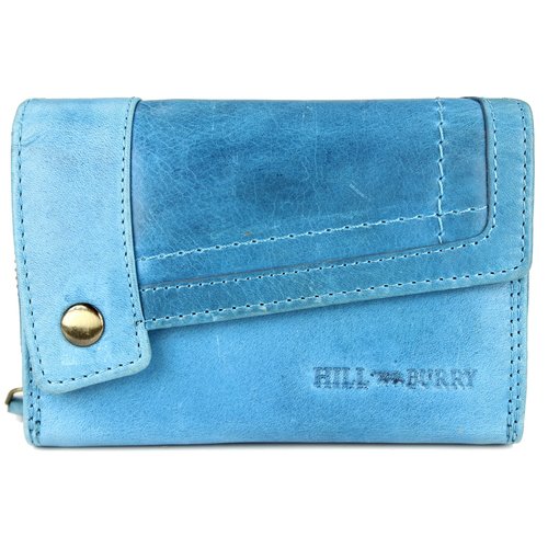 Hill Burry Vintage Leder Damen Geldbörse dickes Portemonnaie hellblau