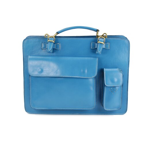 BELLI Design Bag "Verona" Leder Businesstasche hellblau