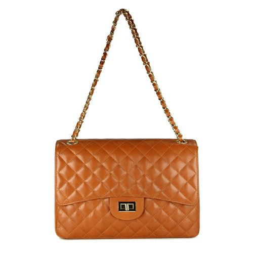 BELLI Nappa Leder Handtasche "Paris Big" cognac