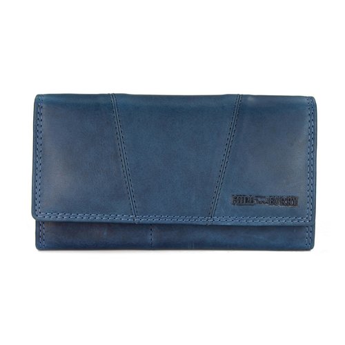 Hill Burry Vintage Leder Damen Geldbörse Portemonnaie blau 777023