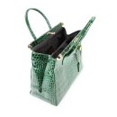 BELLI "The Bag" XL Ledertasche grün lack kroko