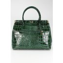 BELLI "The Bag" XL Ledertasche grün lack kroko