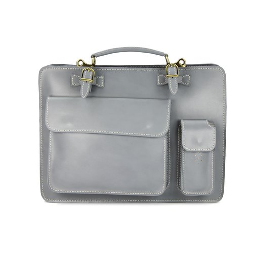 BELLI Design Bag "Verona" Leder Businesstasche hellgrau