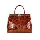 BELLI "The Bag XL" Ledertasche cognac lack kroko