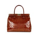 BELLI "The Bag XL" Ledertasche cognac lack kroko