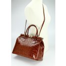 BELLI "The Bag XL" Ledertasche cognac lack kroko