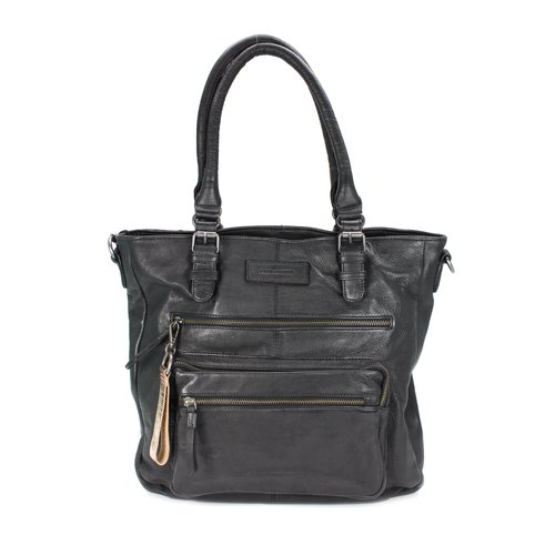 FREDsBRUDER Megapixel Ledertasche Shopper Schultertsche schwarz black