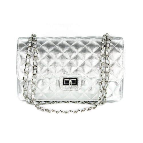 BELLI Nappa Leder Abendtasche "Paris" silber