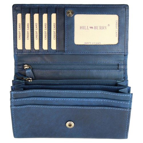 Hill Burry Vintage Leder Damen Geldbörse Portemonnaie blau 77701