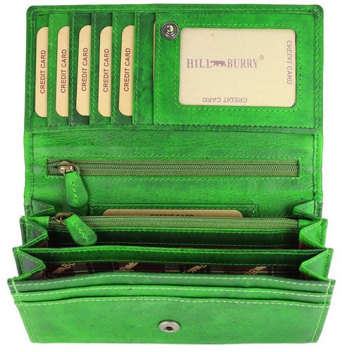Hill Burry Vintage Leder Damen Geldbörse Portemonnaie grün 77701
