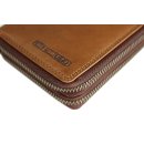 Hill Burry XXL Vintage Leder Damen Geldbörse Portemonnaie Organizer braun mit RFID