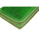 Hill Burry XXL Vintage Leder Damen Geldbörse Portemonnaie Organizer grün mit RFID