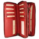 Hill Burry XXL Vintage Leder Damen Geldbörse Portemonnaie Organizer rot mit RFID