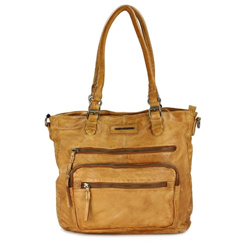 FREDsBRUDER Megapixel Ledertasche Shopper Schultertasche caramel braun