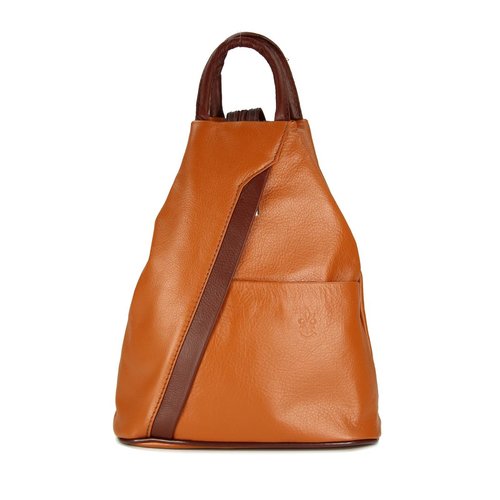 BELLI "City Backpack" leichter Leder Rucksack cognac braun