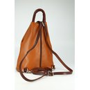 BELLI "City Backpack" leichter Leder Rucksack cognac braun